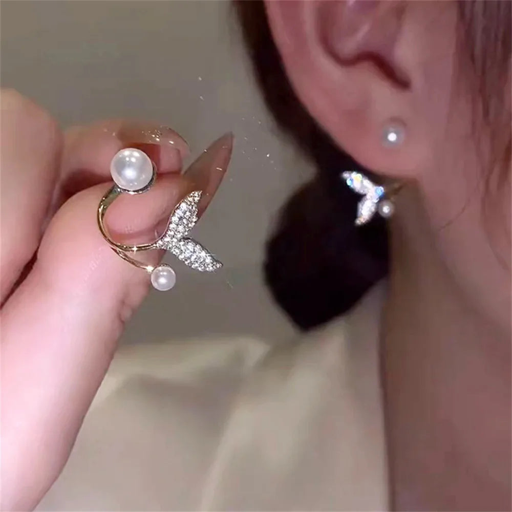 Imitation Pearl Earring for Women Gold Color Round Stud Earrings Korean Delicate Irregular Design Unusual Fashion Jewelry